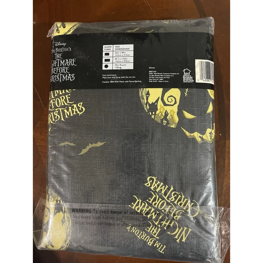 2 Disney Nightmare Before Christmas Tablecloths 70” Round And 60”X102” Rectangle